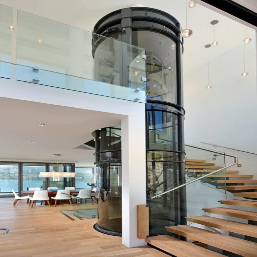 Circular 2-3 Floors Elevator for Home High-End Circular Glass Panoramic Elevator Traction