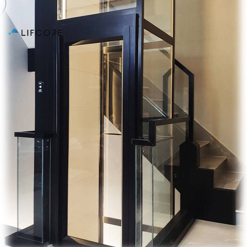 2-4 Floors Glass Residential Lift Hydraulic Home Elevator Outdoor with Luxury Car Design