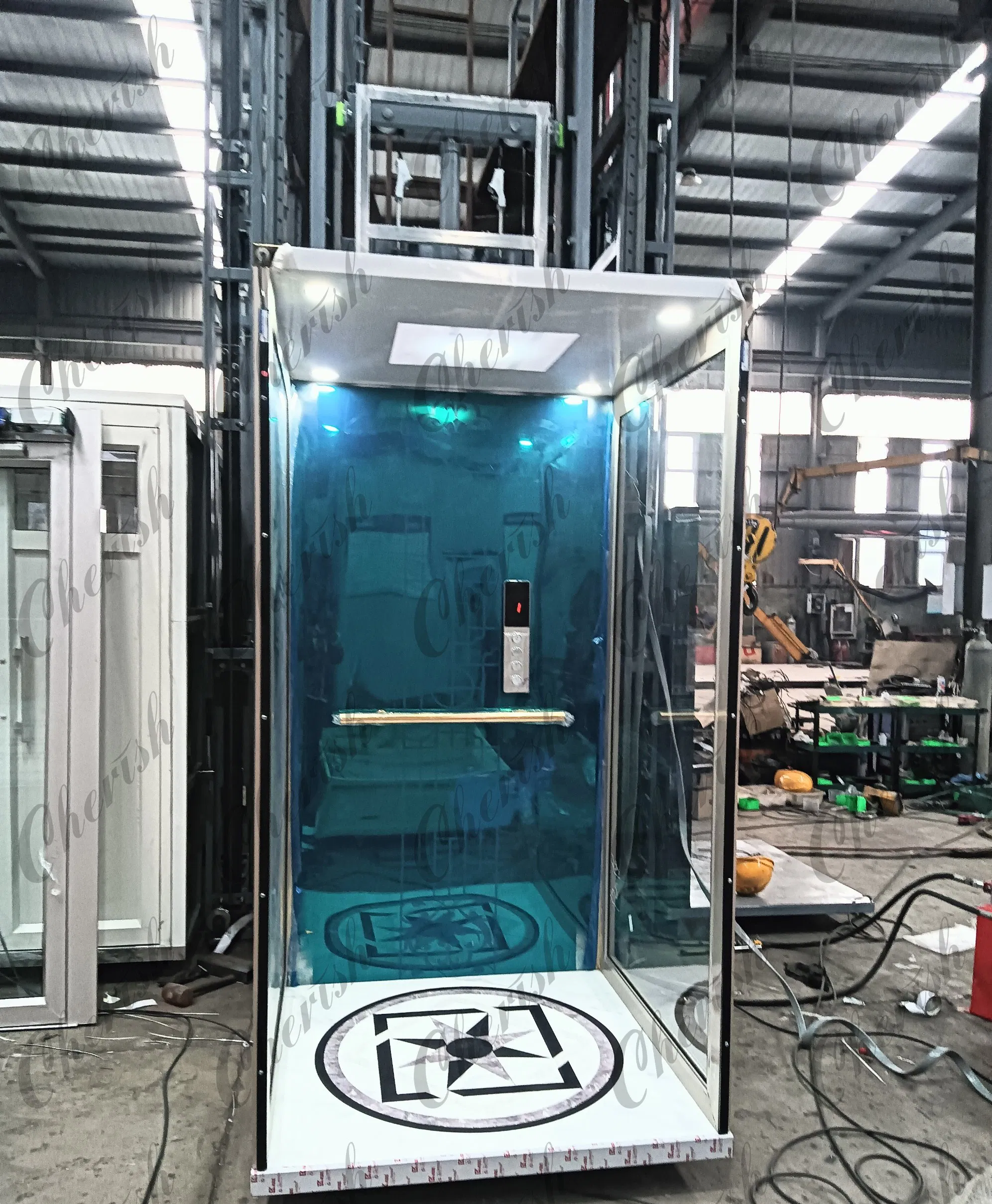 Customized Hydraulic Small Villa Home Elevator Passenger Lift 2 Floor Residential Mini Sightseeing Elevator House Panoramic Glass Elevator