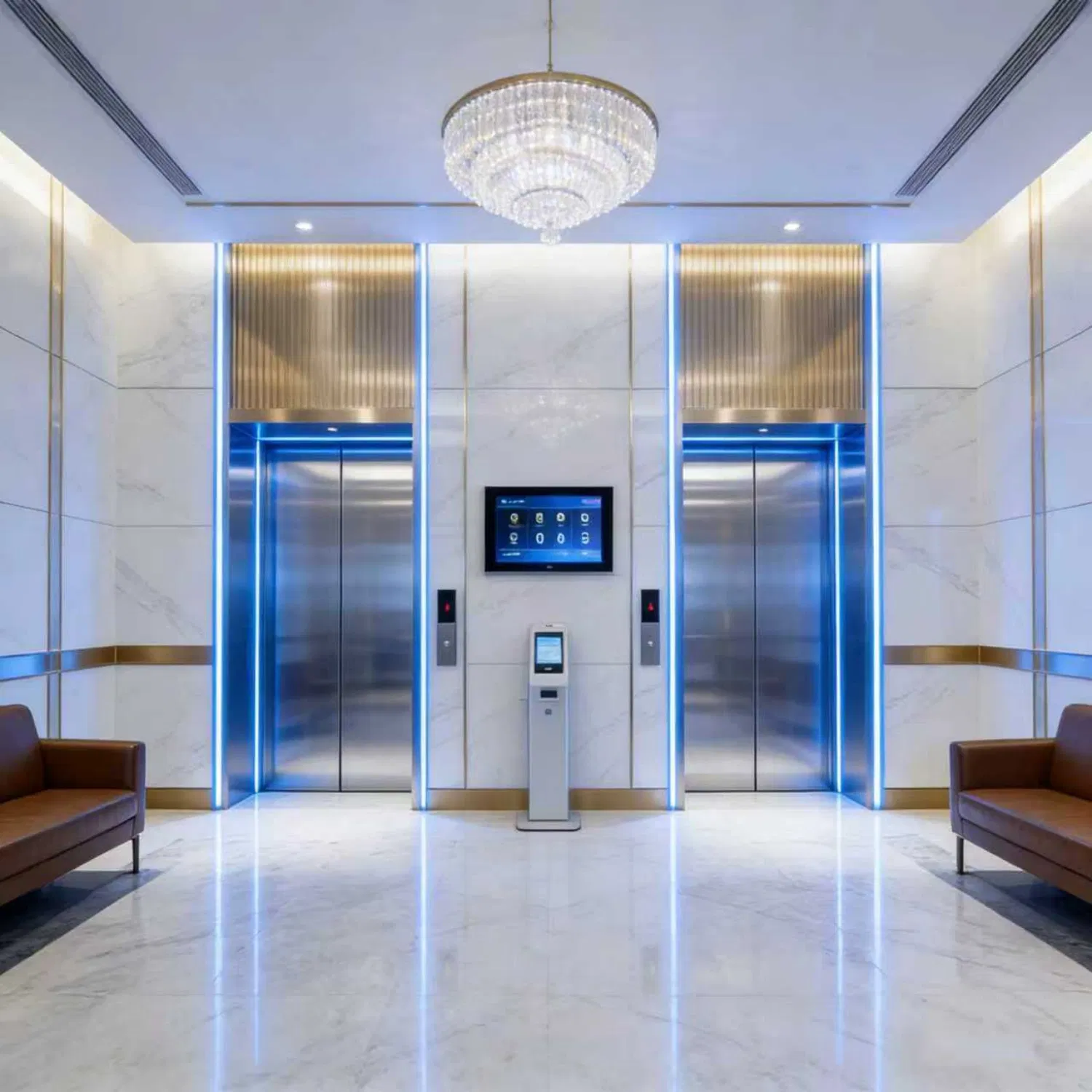 Gearless Traction Passenger Elevator with Advanced Microprocessor Control System for Precise Leveling