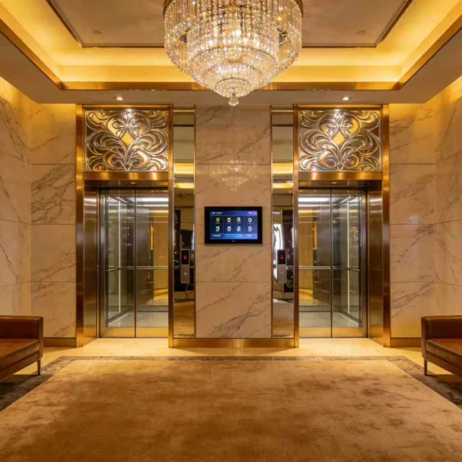 Gearless Traction Passenger Elevator with Advanced Microprocessor Control System for Precise Leveling