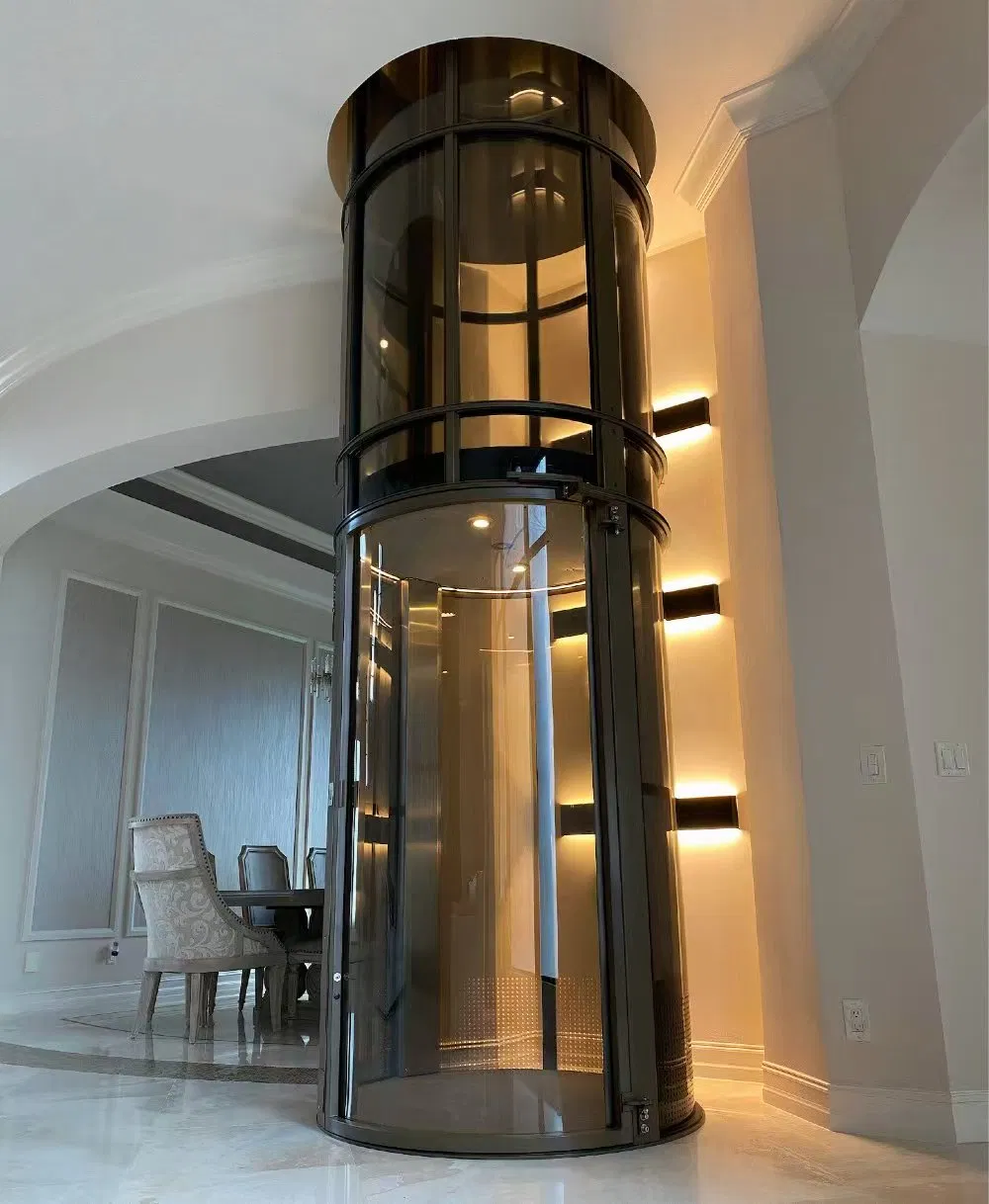 Circular 2-3 Floors Elevator for Home High-End Circular Glass Panoramic Elevator Traction