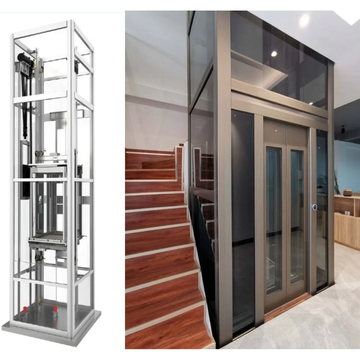 Customized Design Shaftless Home Elevator Indoor Outdoor House Lifts Traction Drive Type