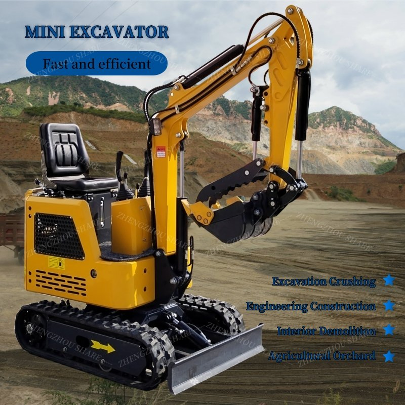 Small Excavator Earth Moving Machinery 1ton 0.8ton Digger Excavator Mini Crawler Excavator Machine with Bucket