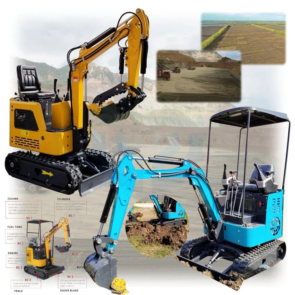 Small Excavator Earth Moving Machinery 1ton 0.8ton Digger Excavator Mini Crawler Excavator Machine with Bucket