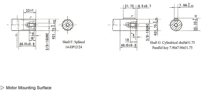Hydraulic Motor Shaft Details