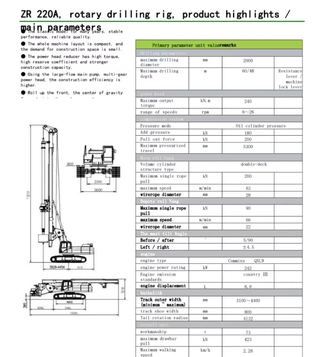 Crawler Hydraulic Rotary Drilling Rig