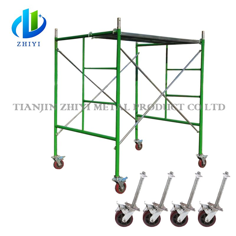 H Type Scaffolding System 6"× 2" Second Hand Construction Scaffold Adjustable Foot Caster Scaffolding with Lock