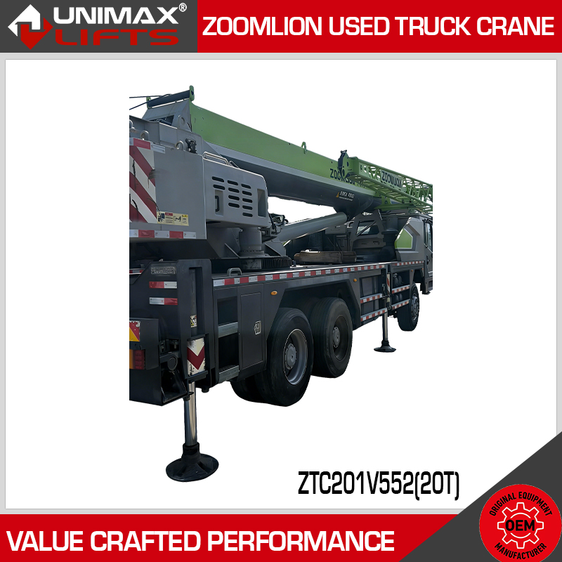 Zoomlion Used Truck Crane Product Fleet: Qy25h552 Qy25V532.2 Ztc201V552 Ztc250A-1 Ztc250A-562 Ztc250V552 Ztc251e552 Ztc500h552 for Heavy Equipment Lifting