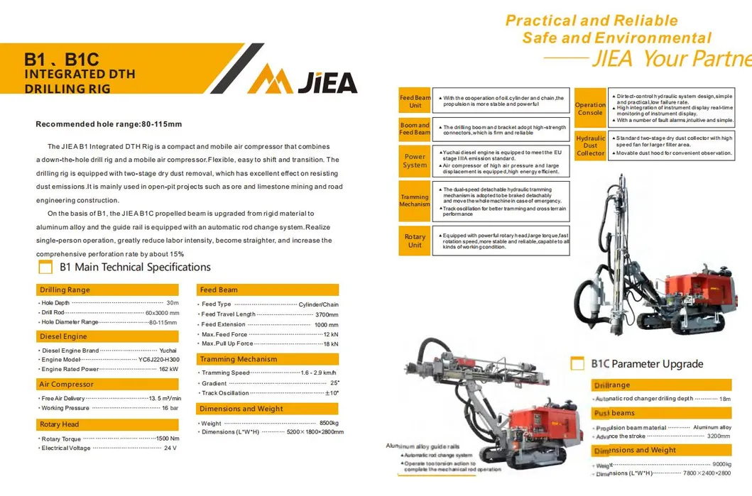 Mining Hydraulic Integrated DTH Drilling Rig Machine