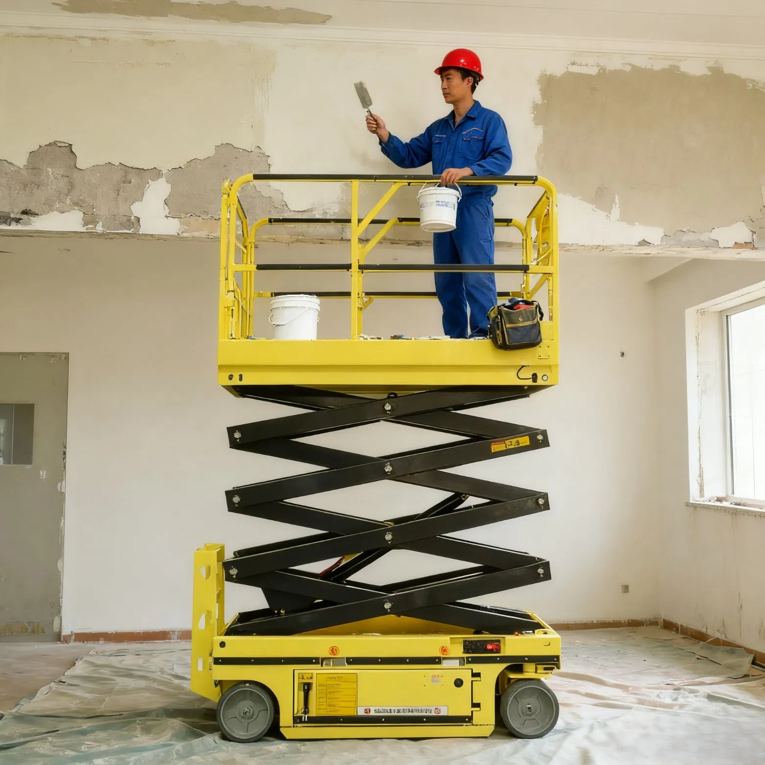 Heavy Duty Electric Scissor Lift Self Propelled Hydraulic Aerial Work Platform Mobile Lifting Equipment for Warehouse Construction Maintenance