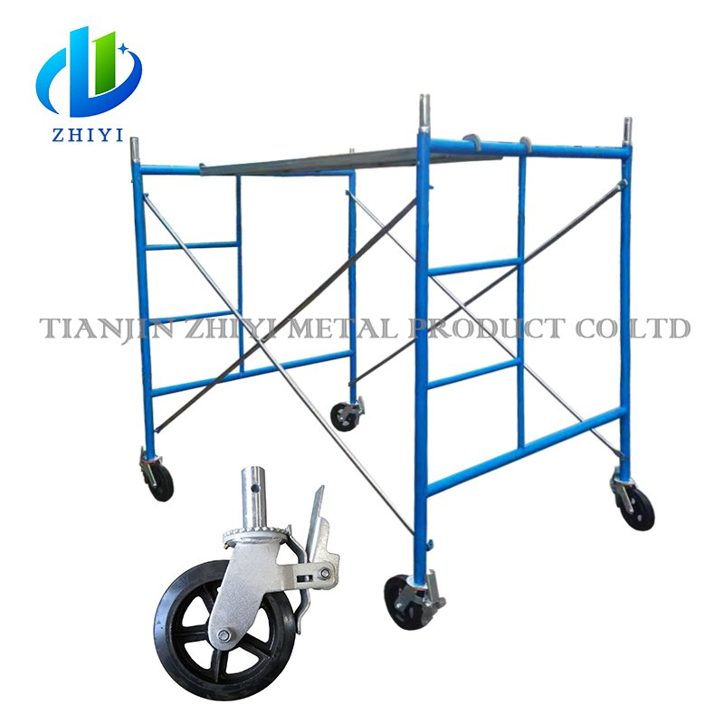 H Type Scaffolding System 6"× 2" Second Hand Construction Scaffold Adjustable Foot Caster Scaffolding with Lock