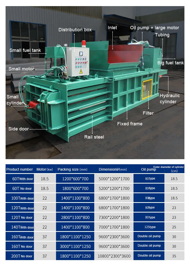 Horizontal Hydraulic Baling Press Machine