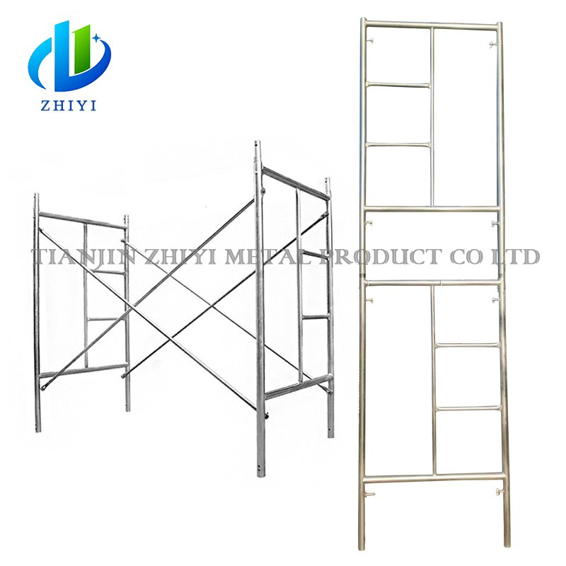 H Type Scaffolding System 6"× 2" Second Hand Construction Scaffold Adjustable Foot Caster Scaffolding with Lock