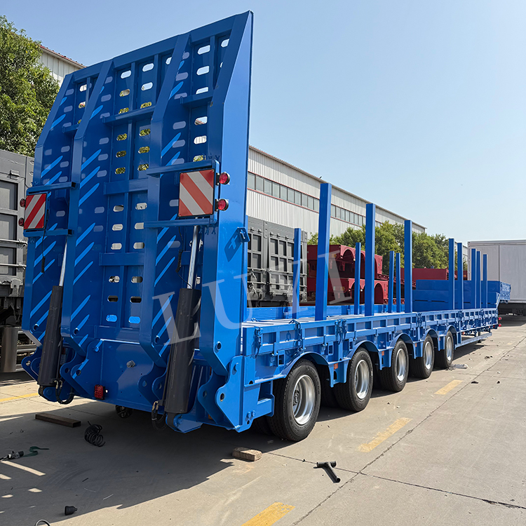 Factory Preferential Price 4 5 Axle Gooseneck Lowbed Semi-Trailer with Hydraulic Ramp 80 60ton Log Transportheavy Duty Steel Frame