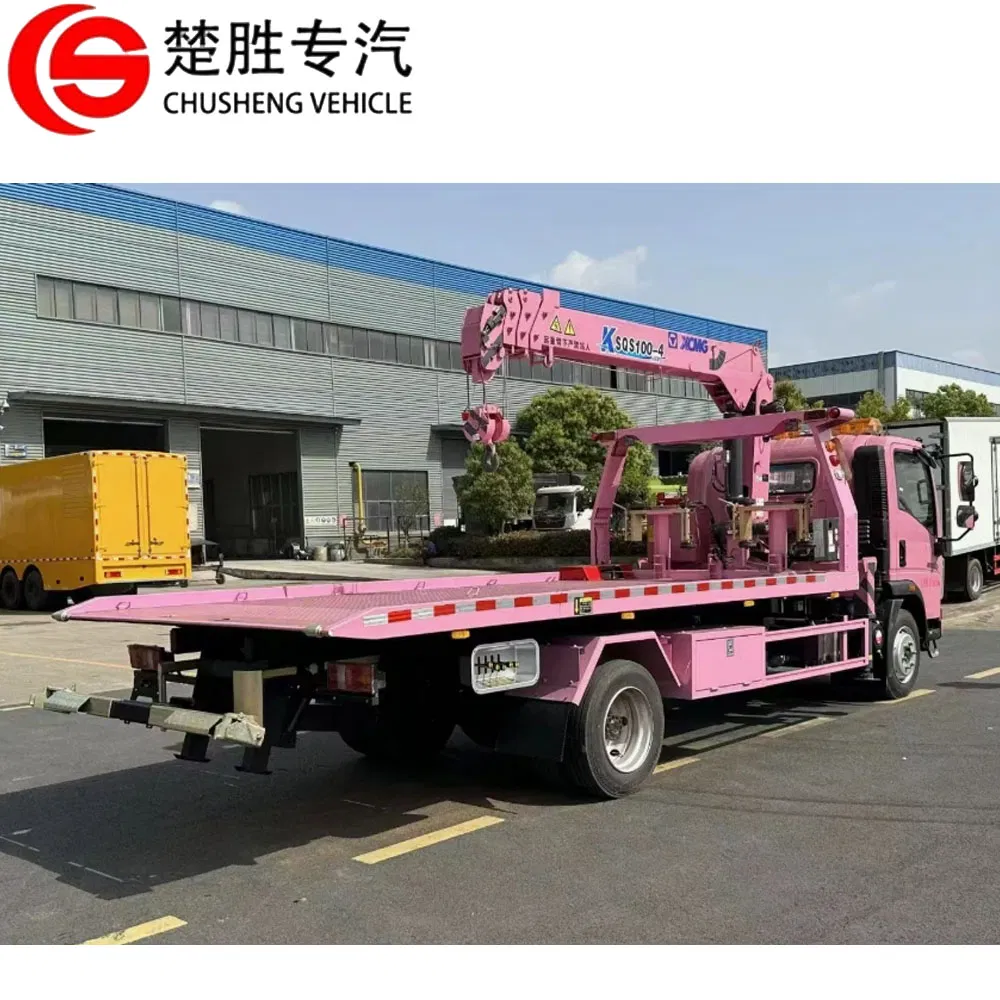 Factory Price Sinotruk HOWO Winch Platform 5.6m Roll Back Wheel Lift 4 Ton 5 Ton Flatbed Crane Wrecker Tow Truck Wrecker Truck with Crane