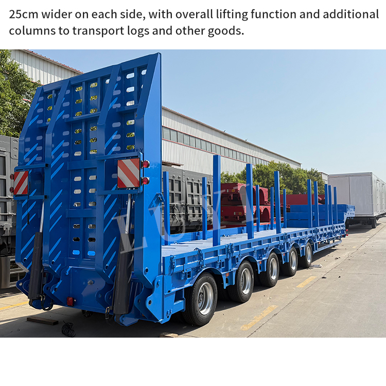 Factory Preferential Price 4 5 Axle Gooseneck Lowbed Semi-Trailer with Hydraulic Ramp 80 60ton Log Transportheavy Duty Steel Frame