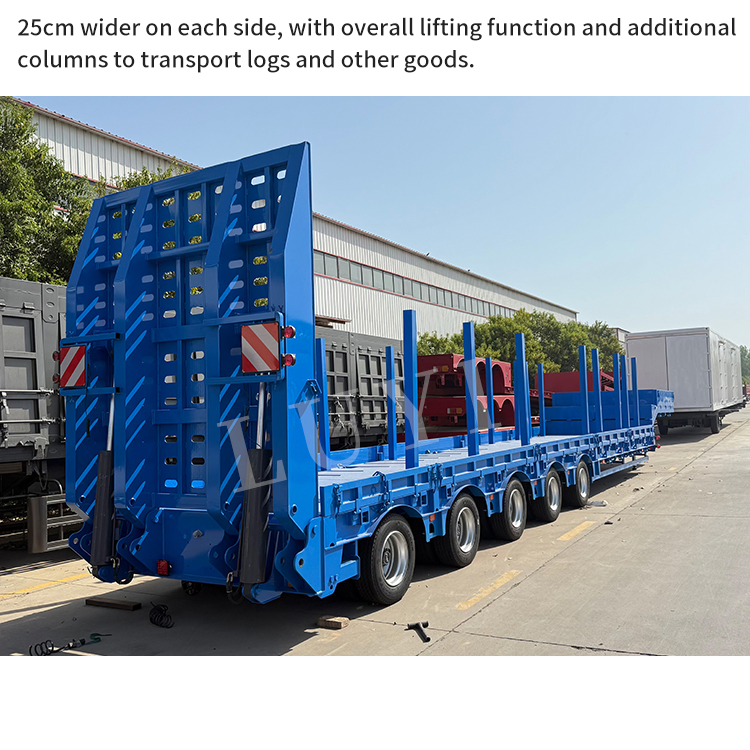 Factory Preferential Price 4 5 Axle Gooseneck Lowbed Semi-Trailer with Hydraulic Ramp 80 60ton Log Transportheavy Duty Steel Frame