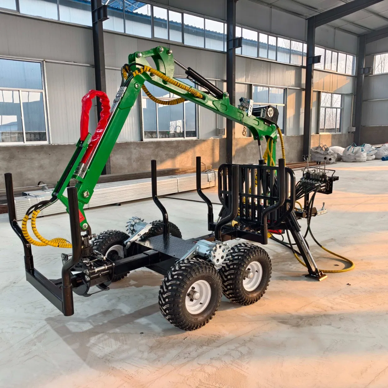 Farm Machinery Forest Firewood Forwarding Transporter Log Grab Tractor Timber Trailer