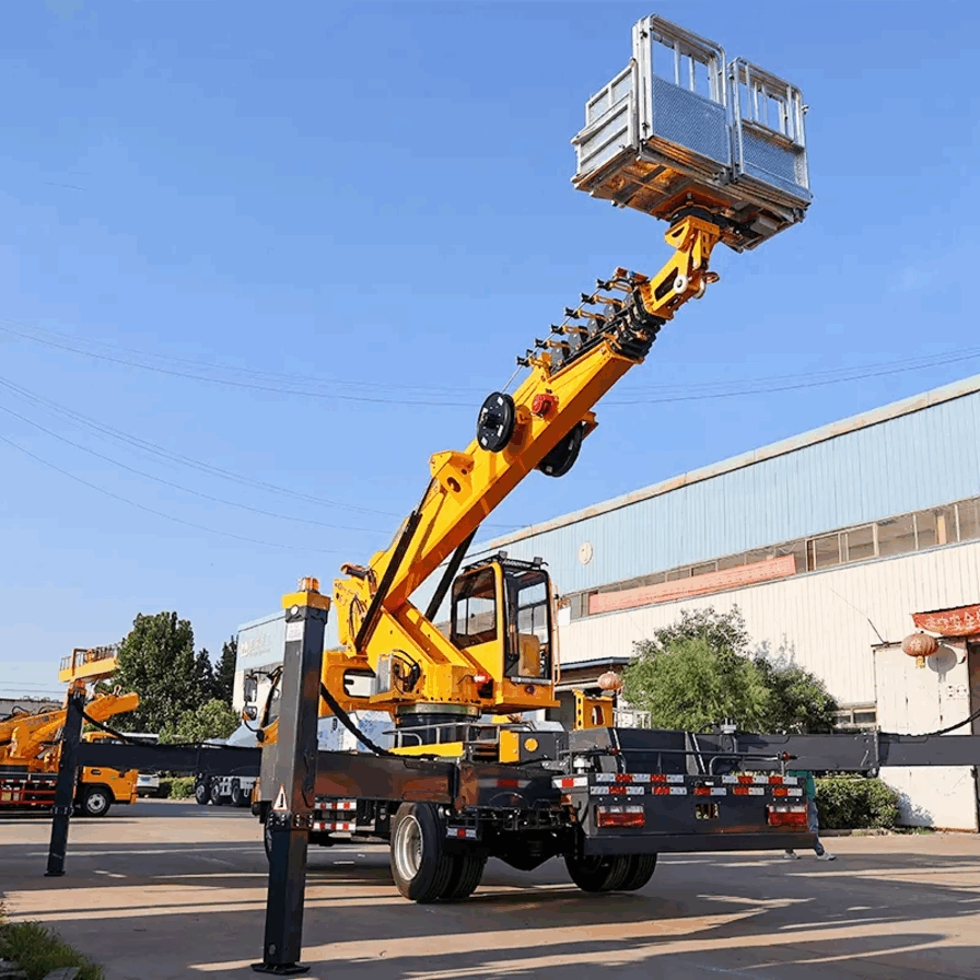 30.5 Meter Truck Mounted Aerial Work Platform with Extra Large Working Basket and Hydraulic Leveling System