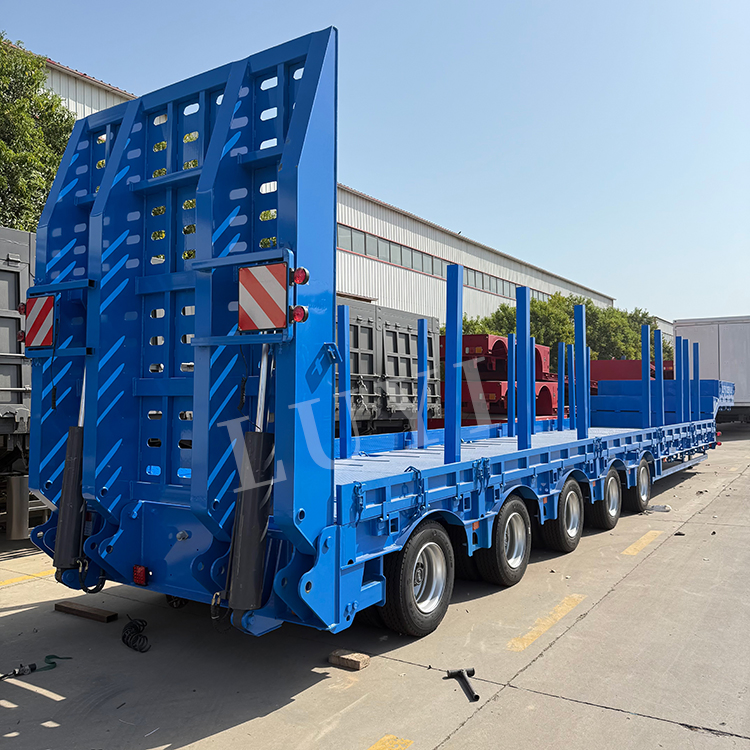Factory Preferential Price 4 5 Axle Gooseneck Lowbed Semi-Trailer with Hydraulic Ramp 80 60ton Log Transportheavy Duty Steel Frame