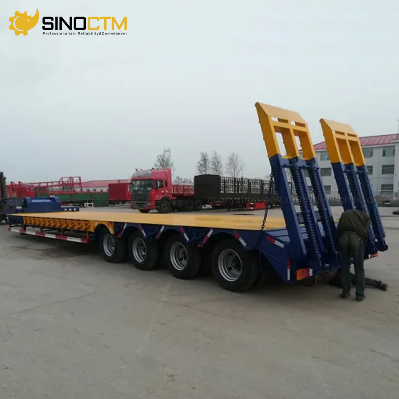 3 Axle 4 Axle 60t 80t Lowbed Semi Trailer Heavy Duty Lowboy Low Bed Trailer for Sale