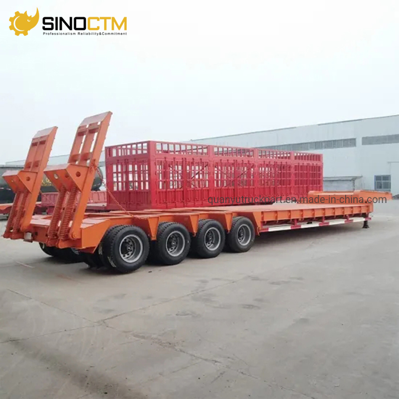 3 Axle 4 Axle 60t 80t Lowbed Semi Trailer Heavy Duty Lowboy Low Bed Trailer for Sale