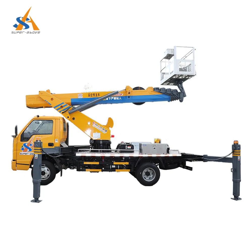 Super-Above Platform Aerial Truck, Hydraulic Truck Mounted Aerial Telescopic Access Ladders Bucket Truck Boom Lift Aerial Manlift Work 8-28m Platform Truck
