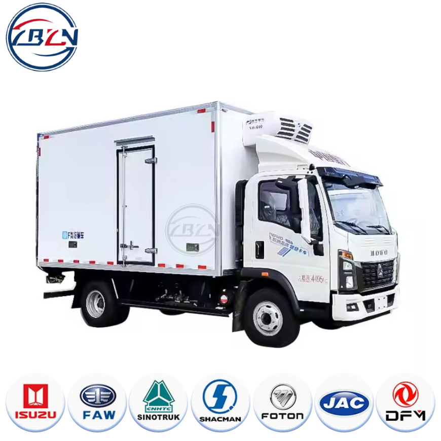 HOWO 4X2 5ton Food Van Refrigerated Cargo Lorry Truck Refrigerator Delivery Lorry Truck for Sale
