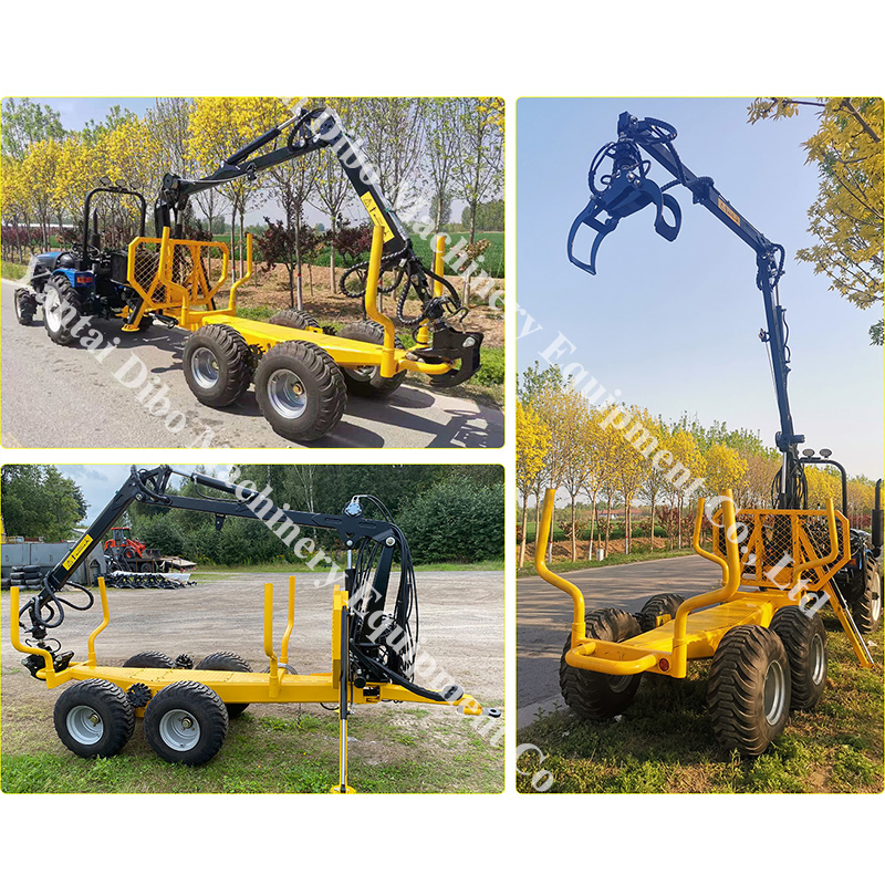 Homemade Small ATV Logging 3ton Trailer with Grapple for Tractor