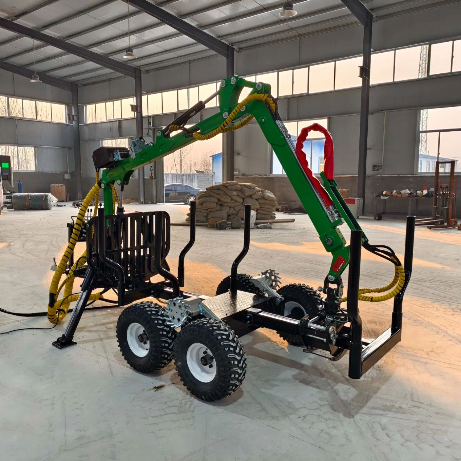 Farm Machinery Forest Firewood Forwarding Transporter Log Grab Tractor Timber Trailer