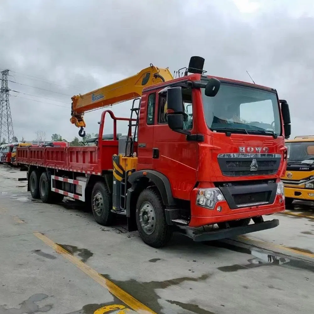 High Quality Sinotruk Shacman Truck Mounted Crane HOWO A7 T7h G7s Cargo Truck 12tons/14tons Hydraulic Folding Telescopic Arm Lorry Van Crane Truck with Fence