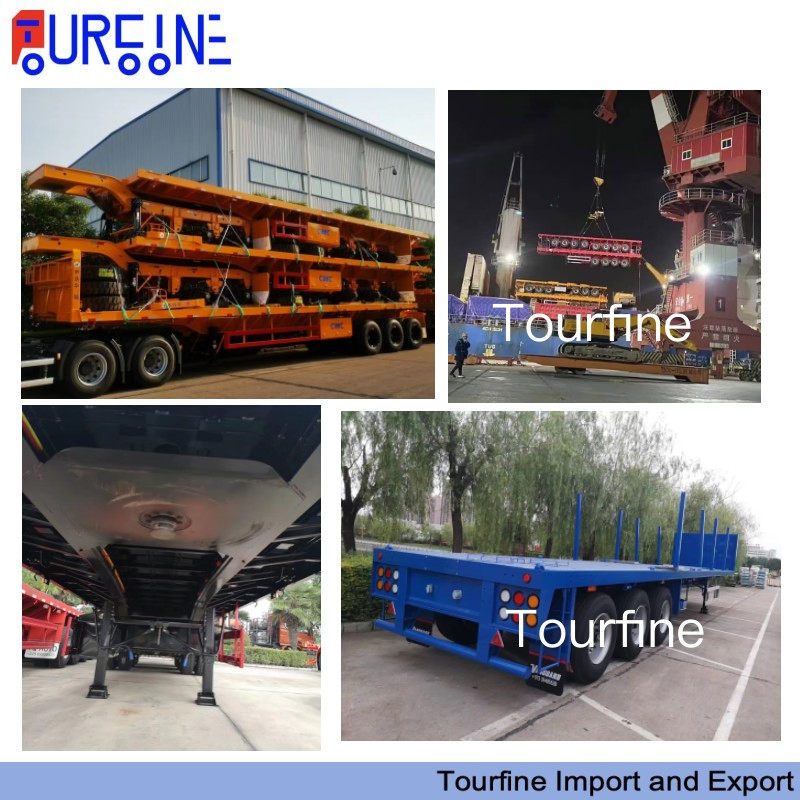 High Performance 3 Axle Log Wood Trailer with Side Column Flat Bed