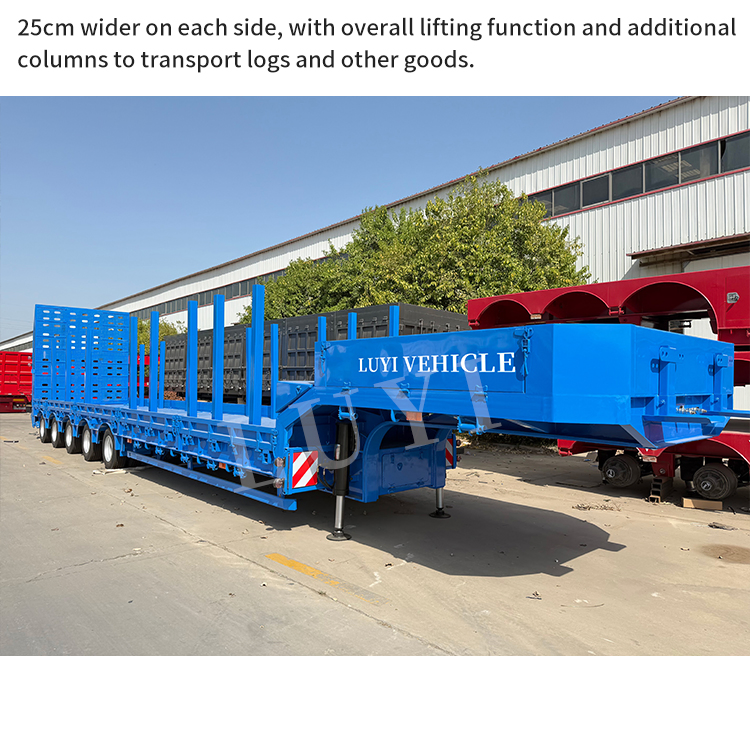 Factory Preferential Price 4 5 Axle Gooseneck Lowbed Semi-Trailer with Hydraulic Ramp 80 60ton Log Transportheavy Duty Steel Frame