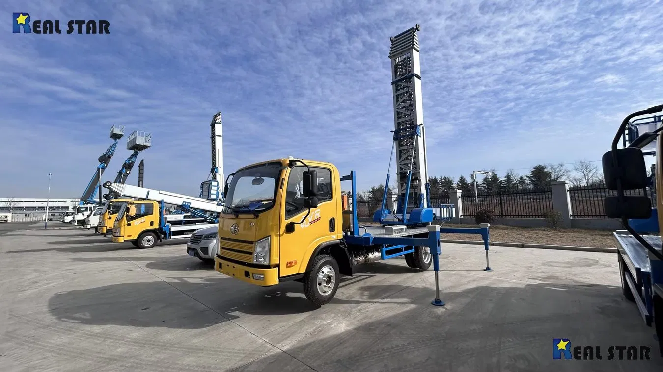 High Altitude Operation 25m 29m 30m 32m 33m 42m 45m 48m Aerial Work Ladder Lift Platform Lifting Pickup Crawler Bucket Hydraulic FAW HOWO Specification Truck