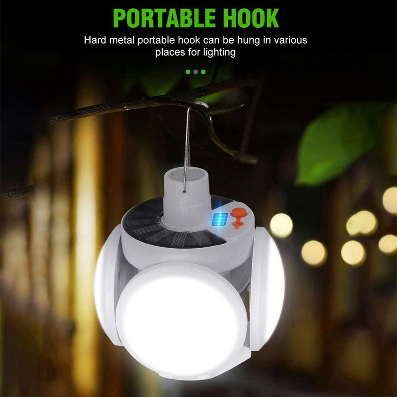 Outdoor Waterproof Dimmable Mini Portable Rechargeable Tent Hiking Camping LED Light Bulb Solar Panel with Light Bulb