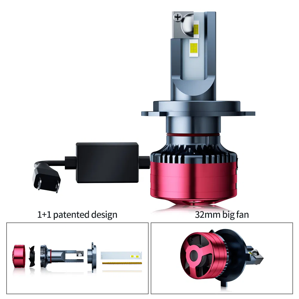 High Power 110W 6500K Cool White H4 H7 H11 9005 9006 LED Headlight Bulbs Halogen Replacement Bulbs with Cooling Fan