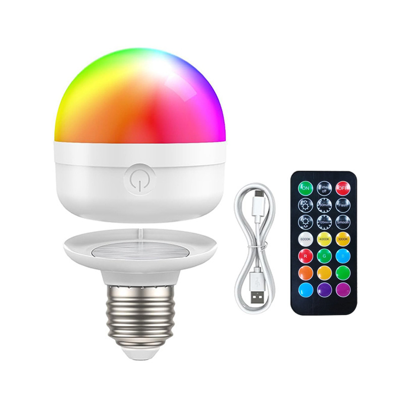 Rechargeable Light Bulb with Remote Control E14 E26 E27 Dimmable RGB Colours LED Magnetic Bulb