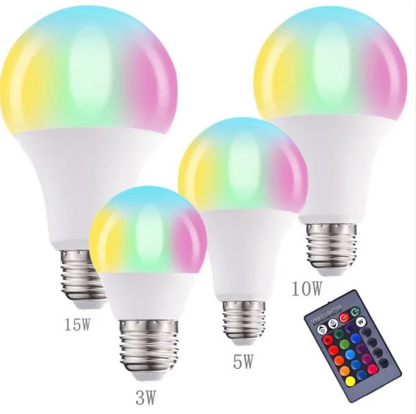 Amazon Hot Sale Morden Party Color Changing Remote Dimmable 3W 5W 10W 15W LED Colorful RGB Light Bulb