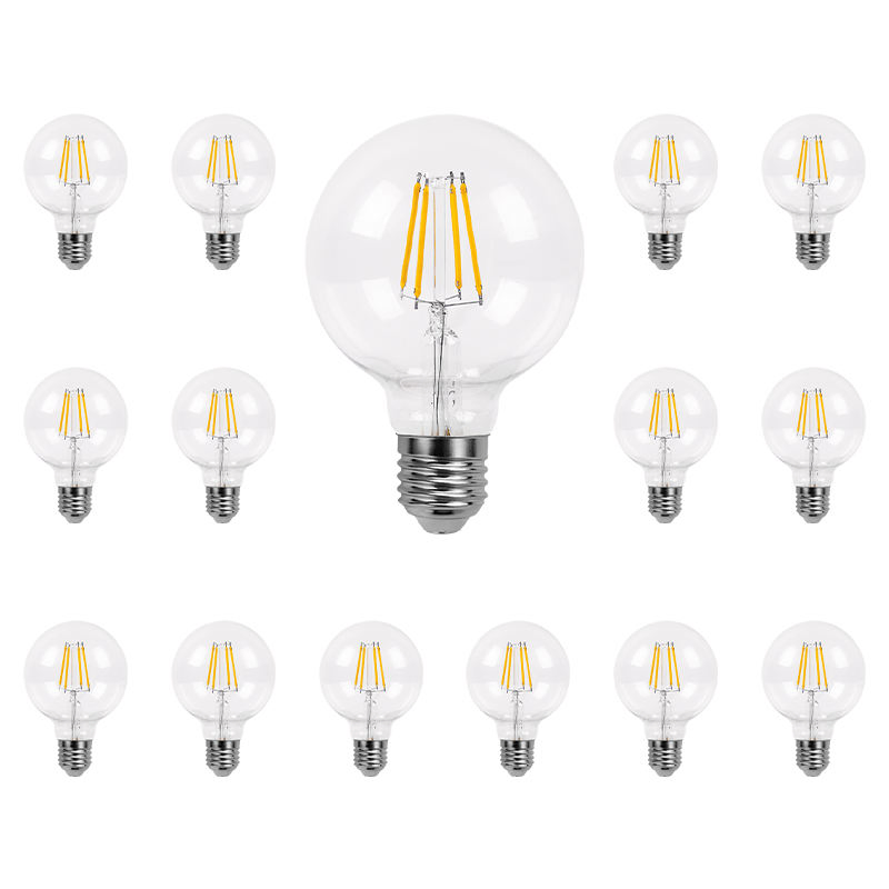 3000K 4500K G Series Good Price Small Bulb G80 G95 G125 4W 6W 8W 10W 12W 15W Glass Clear E26 E27 B22D Dimmable LED Filament Bulb