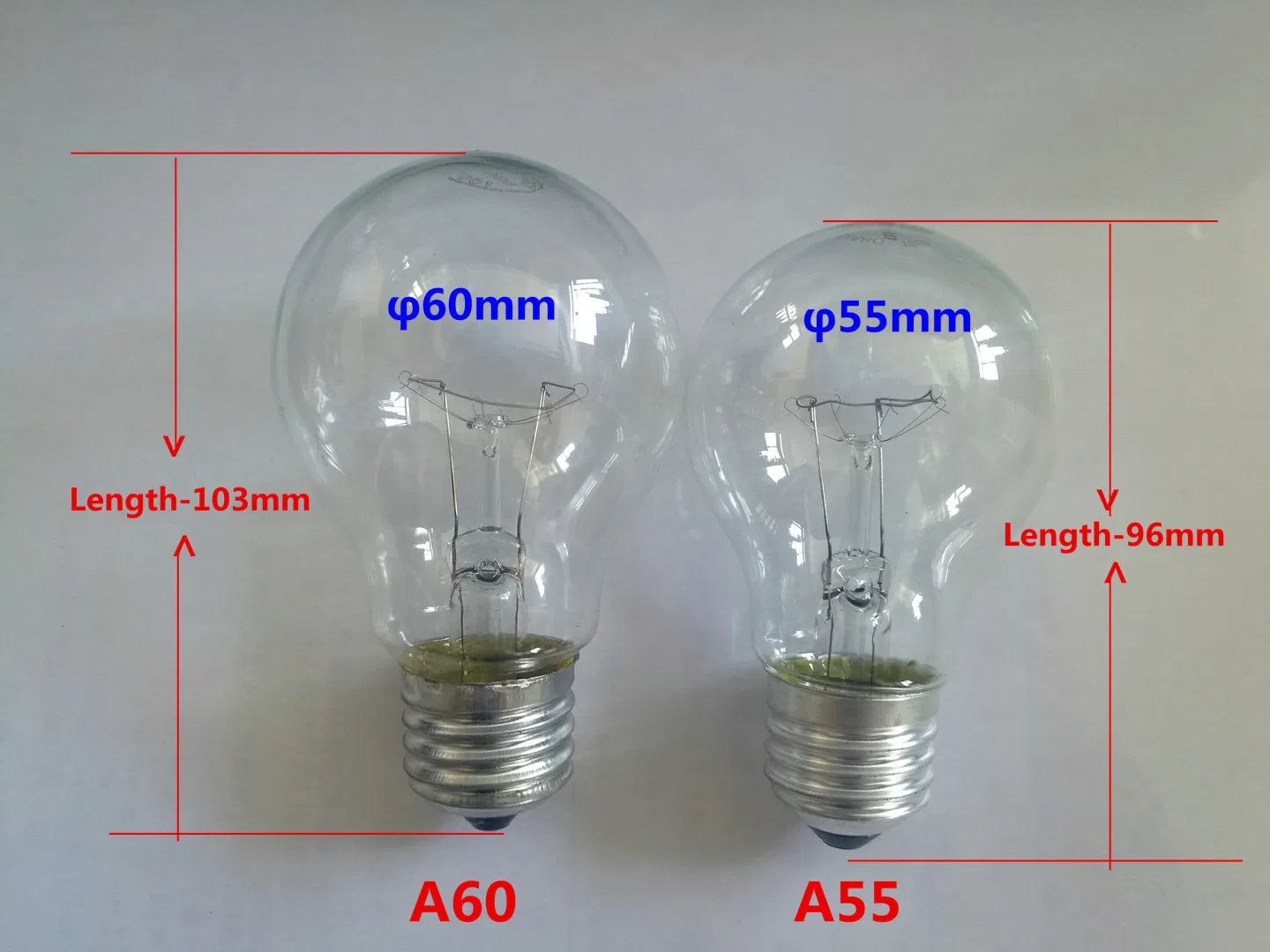 GLS Incandescent Light Bulb A55 A60 A70 Clear and Frosted 25 40 60 75 100W Single Filament CE