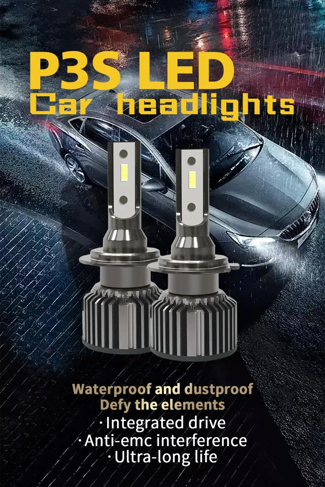 All-in-One Conversion Kit Dual High/Low Beam 5000lm 6000K Cool White H4/9003/Hb2 LED Headlight Bulbs