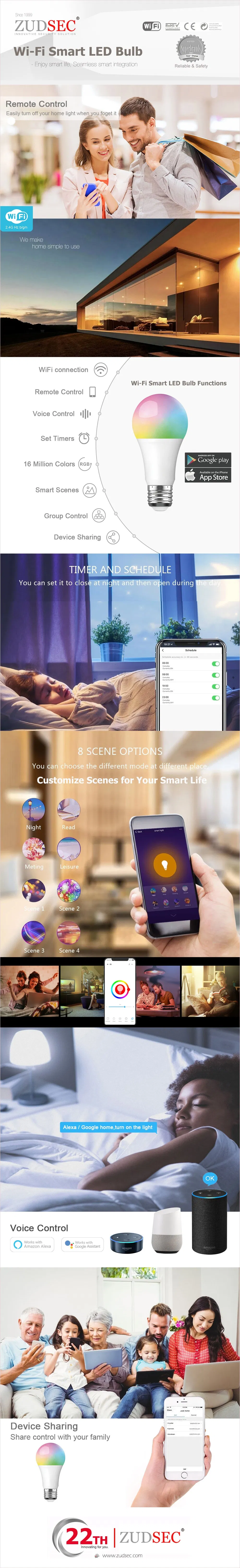 Smart Home Automation WiFi RGB LED Light Bulb