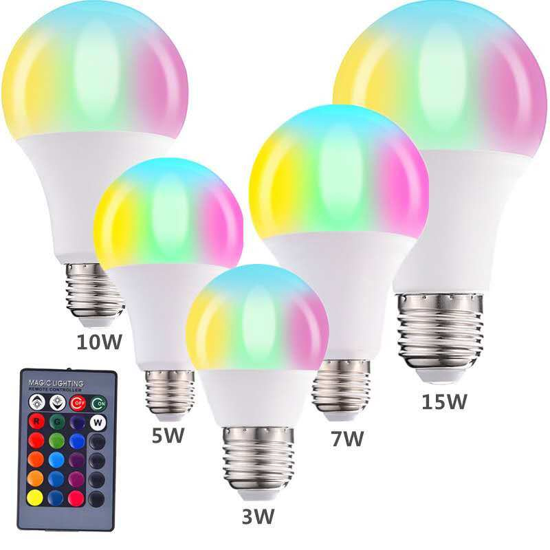 A60 A65 A70 A75 Remote WiFi Bluetooth Connect RGB+W &amp; Dimmable Home Lamp Energy Saving E27 B22 Smart LED Light Bulb with 5W 6W 7W 9W 10W 12W 15W 18W 20W