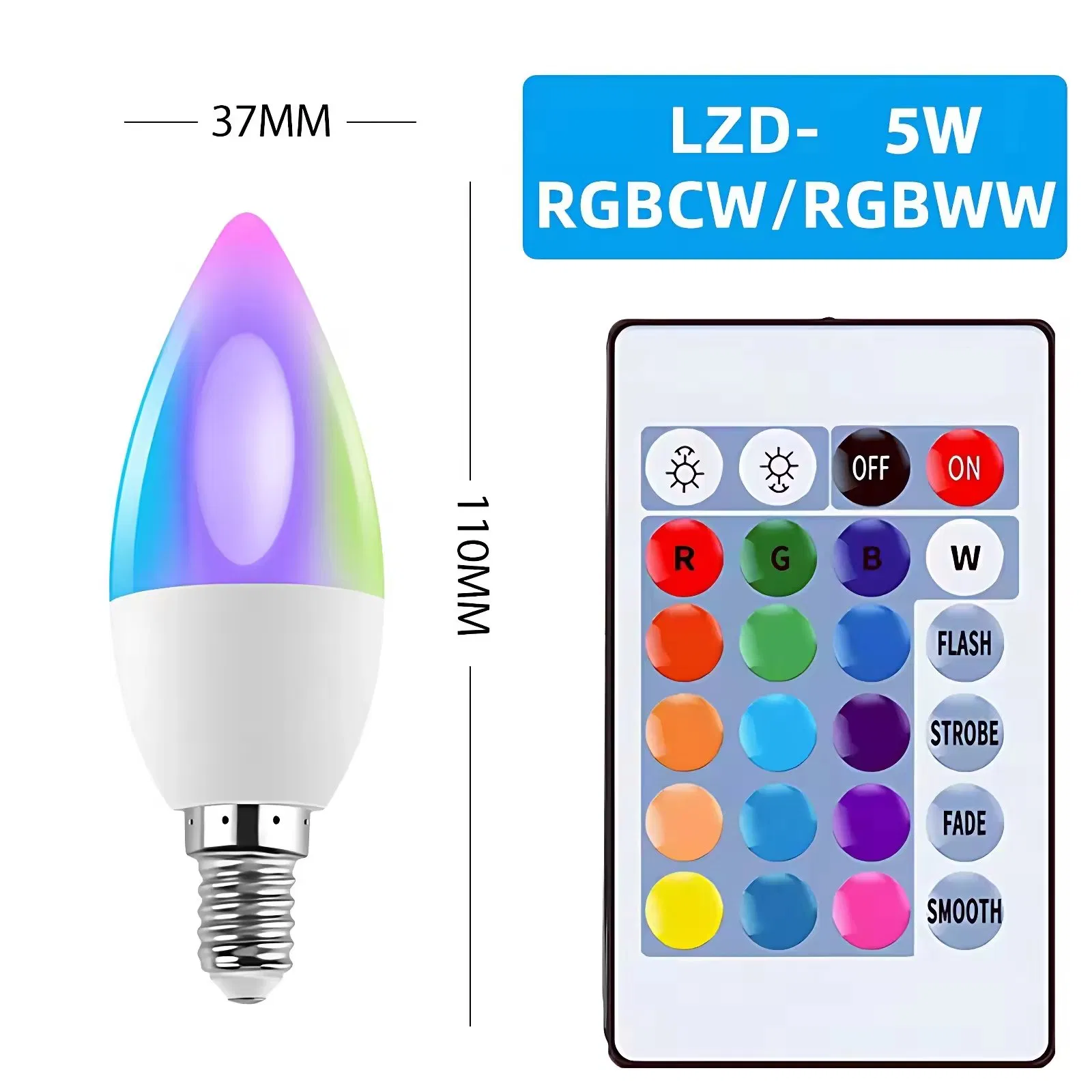 110V 220V 5W RGBW Smart LED Bulb Color Changing 16 Million E12 E14 E26 E27 Remote Control Night Light Eye-Caring RGB LED Bulb