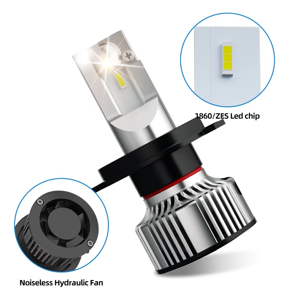 Fan Cooling Waterproof 5700K 6500K Super Bright F2 H4 Built-in Driver LED Car Headlight Bulb