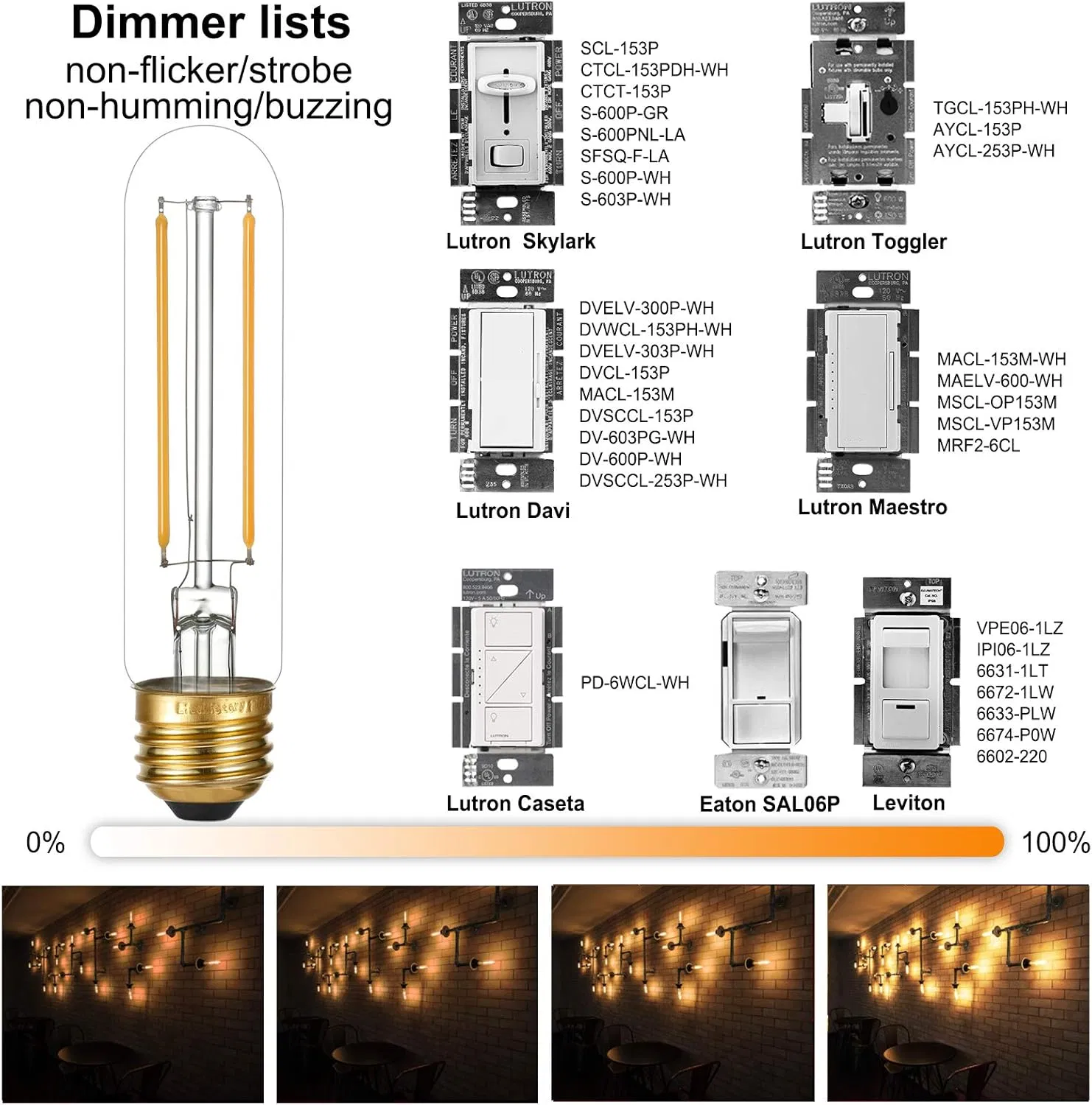 Dimmable E26 Edison Bulb 6W Equal 60W, Warm White 2700K LED Bulb