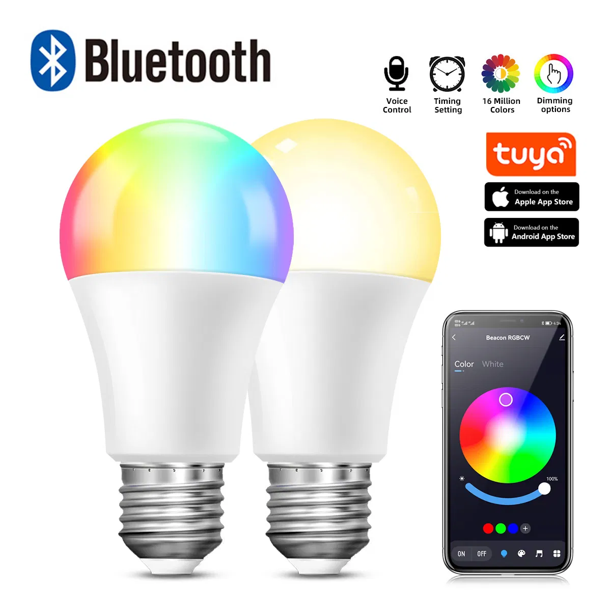 Best Price Dimming Color Adjustment Tuya Smart Bulb Bluetooth APP Control 9W LED Bulb Light