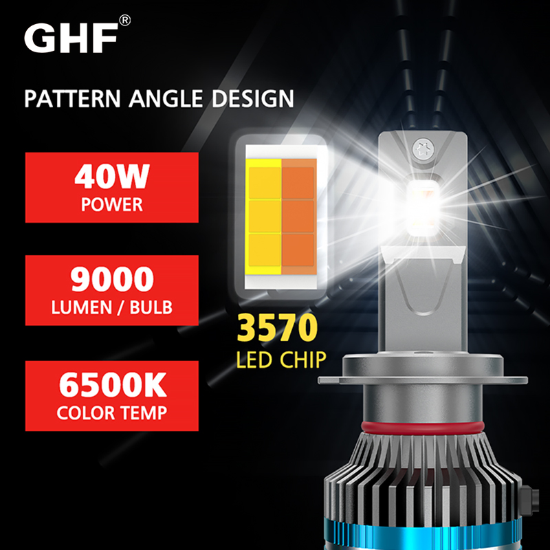 3-Color Car H4 LED Headlight Bulbs 6500K White 4300K Warm Waterproof Dustproof Universal Bulb