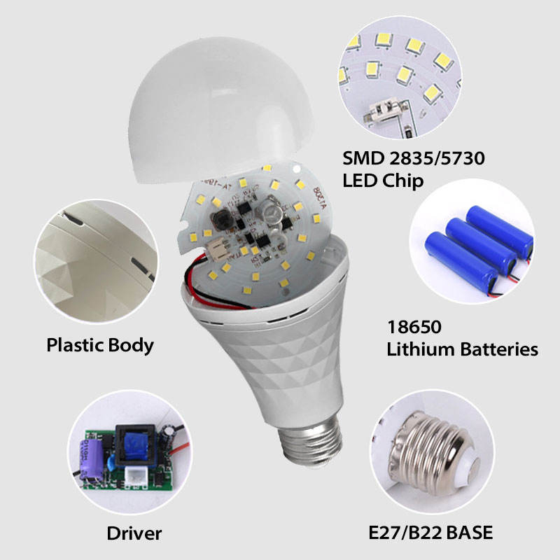 Outage Camping Outdoor Activity Hurricane E27 E26 7W 9W 12W 15W LED Emergency Rechargeable Light Bulbs